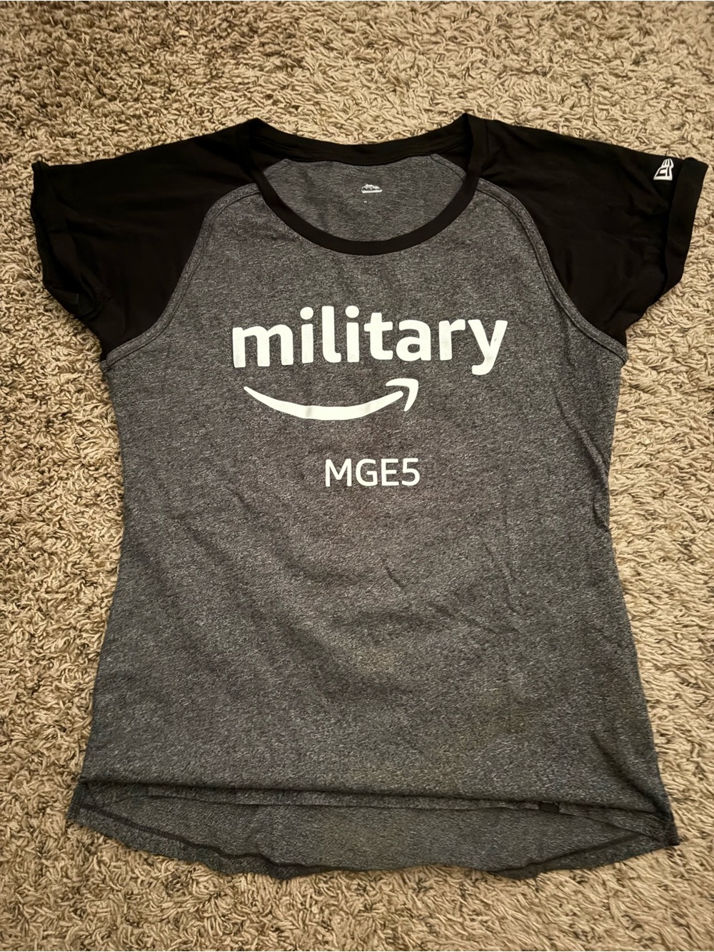 Military Amazon Graphic baseball short sleeve Tee - Black and Gray